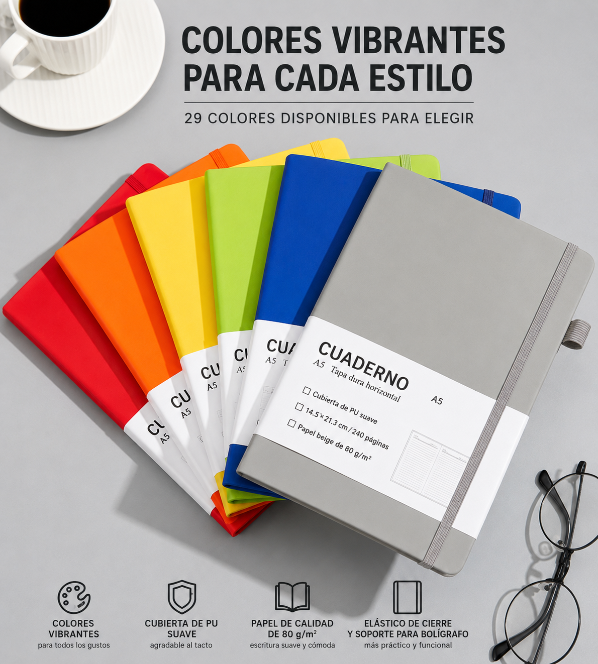 cuaderno de tapa dura con banda elástica (pack de 10 unidades) cuaderno de tapa dura con banda elástica (pack de 10 unidades)