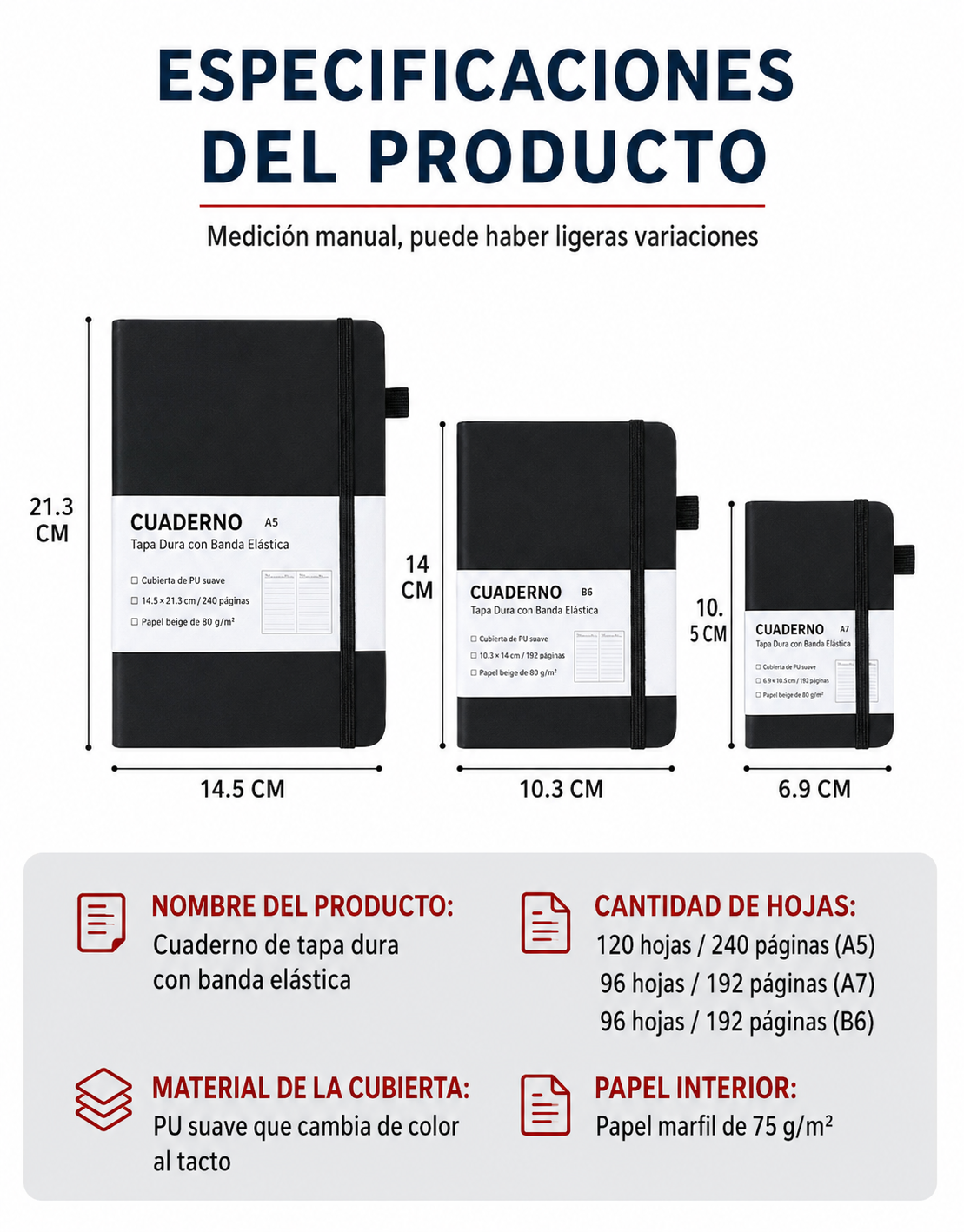 cuaderno de tapa dura con banda elástica (pack de 10 unidades) cuaderno de tapa dura con banda elástica (pack de 10 unidades)